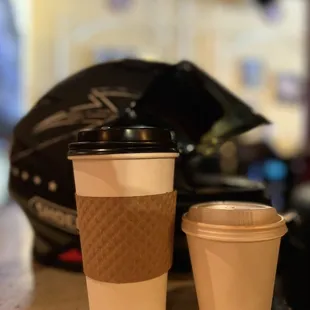 two cups of coffee on a table