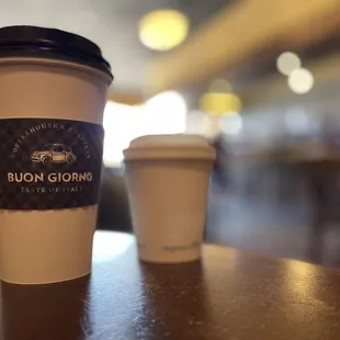 a coffee cup on a table