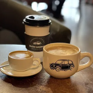 Latte, Americano and a glorious Macchiato