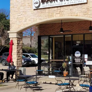 Exterior.  Seating and bike racks