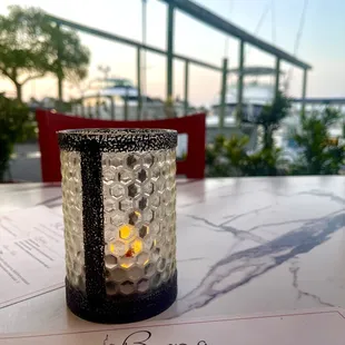 The beautiful patio overlooking the water