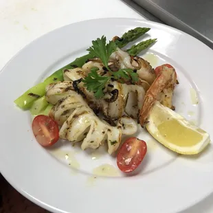 Grilled calamari and shrimp