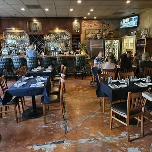 The interior, bar in background