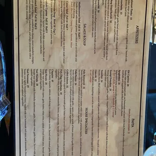 menu