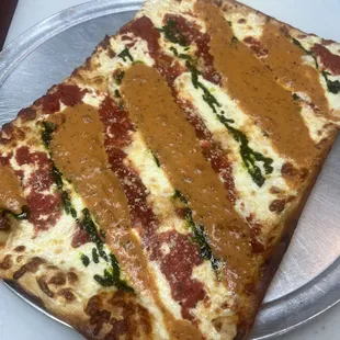 Grandma pizza with vodka sauce