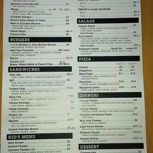 Our current menu.