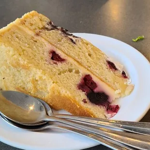 a piece of cake on a plate
