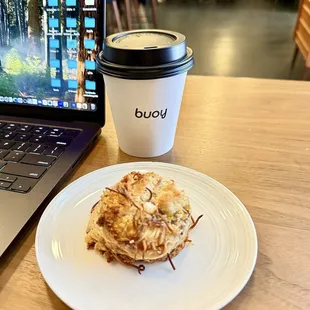 fig jam scone &amp; black sesame latte