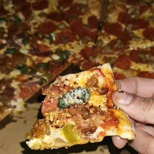 Half Mexican And Half Pepperoni &amp; Sausage.