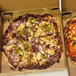 All of them are a must try! Delicious!! Left to right: wild boar pepperoni, hawaiian bbq pork, marguerite.