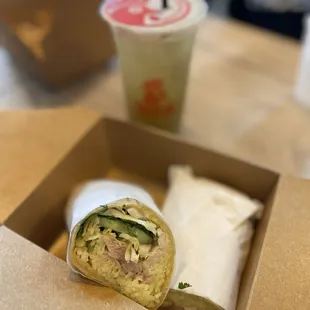 Lemongrass chicken burrito
