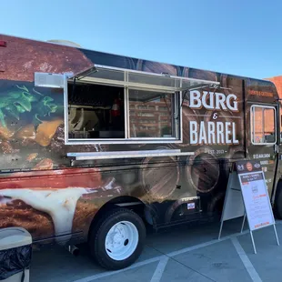 a burger on the side of the truck