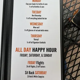 Happy Hour Menu