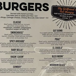 Burgers for any palate!