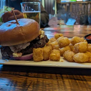 Goyte Burger and tots
