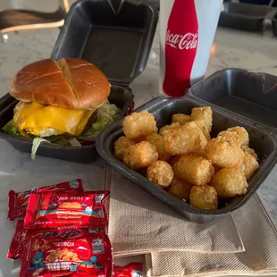 Burger breakfast combo served cold and 86 fries.