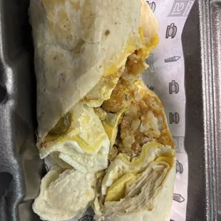 Breakfast burrito-no bacon.