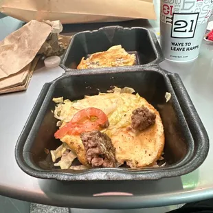 Cold burger and fries