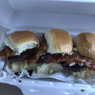 Blue Cheese and bacon sliders