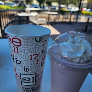 Drink and strawberry shake