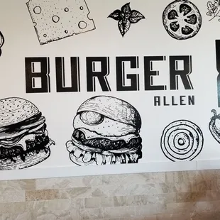 Burger 82 -- Love the artwork on the wall.