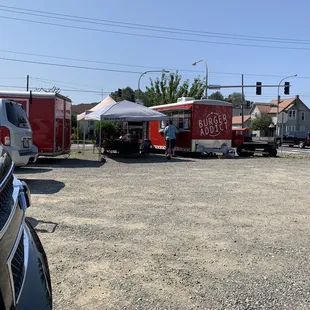 food trucks parked in a parking lot