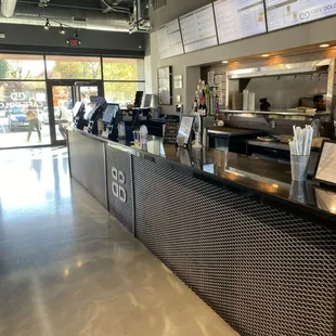 the counter area of a restaurant
