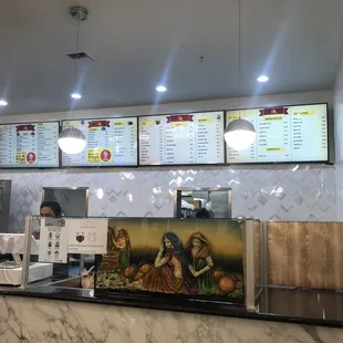 Front counter and menu