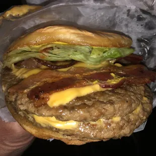 Double cheese with bacon!