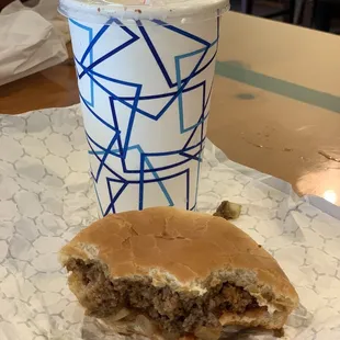 Beef burger and chocolate chip malt.  SO DELICIOUS.