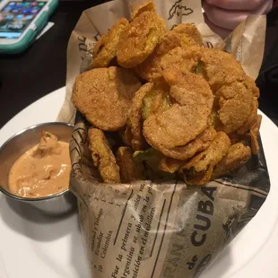 the most delicious fried pickles I have ever had, they are thick not thin...yummy