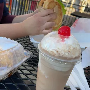 Chocolate milkshake, thick consistency, tastes amazing like crack, definitely recommend getting