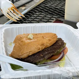 Colossal burger was huge; looks good and tastes good, just super dry