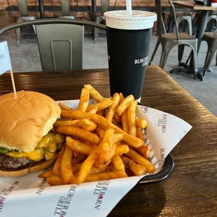 Burger and fries cooked to perfection!  Friendly service and clean!!