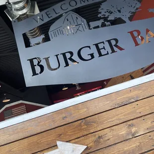 a sign in the window