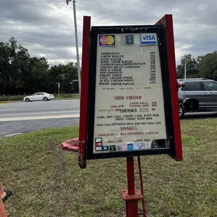 a menu for a fast food restaurant