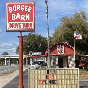 a sign for a drive thru