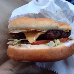 This is the small cheeseburger. The large has two patties.