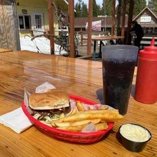 Jr. Bacon Blue burger &amp; fries. Mmmmm!