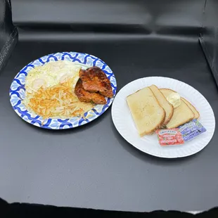 Linguica and eggs breakfast