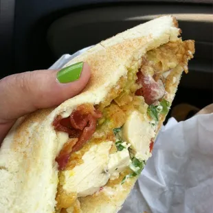 OMGosh! Chicken salad sandwich with bacon and fried green tomatoes! Incredible!!