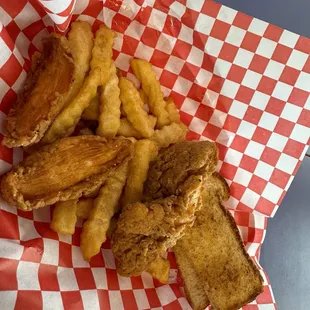Kids chicken tenders...they literally cut them in pieces