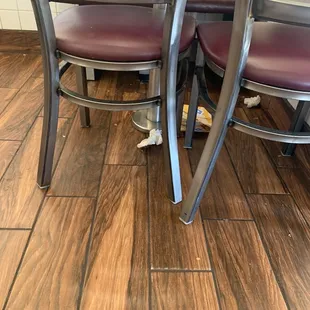 a table and chairs in a restaurant