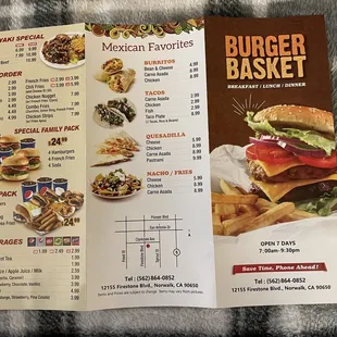 Burger Basket Menu 07/30/21