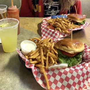burgers and fries