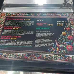 Menu board