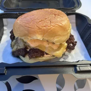 The Classic Smash Burger. Has good amount of cheese and cheese on it. Reccomend