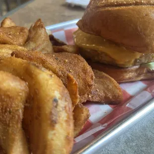 Veggie burger and excellent Cajun fries