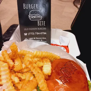 Logo is branded on burger