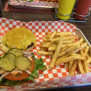 Love the presentation - burger!!! Fries! Great portioning for the price.
